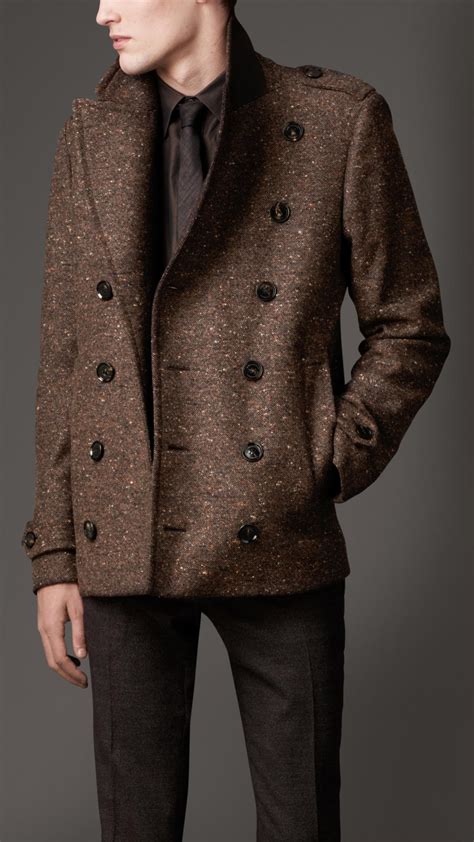 mens burberry peacoat|burberry overcoat men's burgundy.